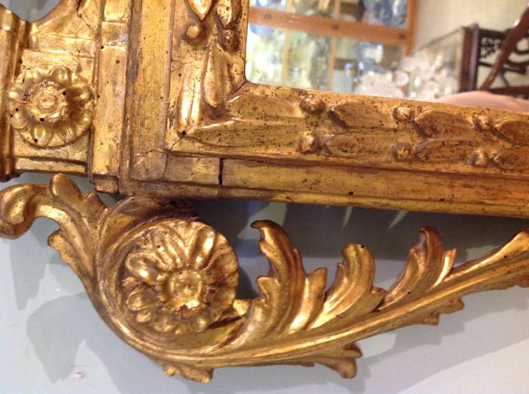 Wood Antique Gilt Carved Mirror For Sale
