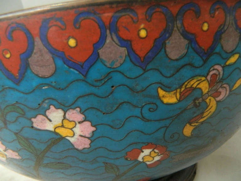 Large Closonne' Bowl, China In Excellent Condition In Houston, TX