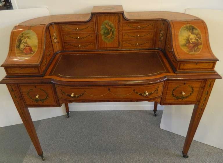 Painted Sheraton Revival Carlton House Desk In Excellent Condition In Houston, TX