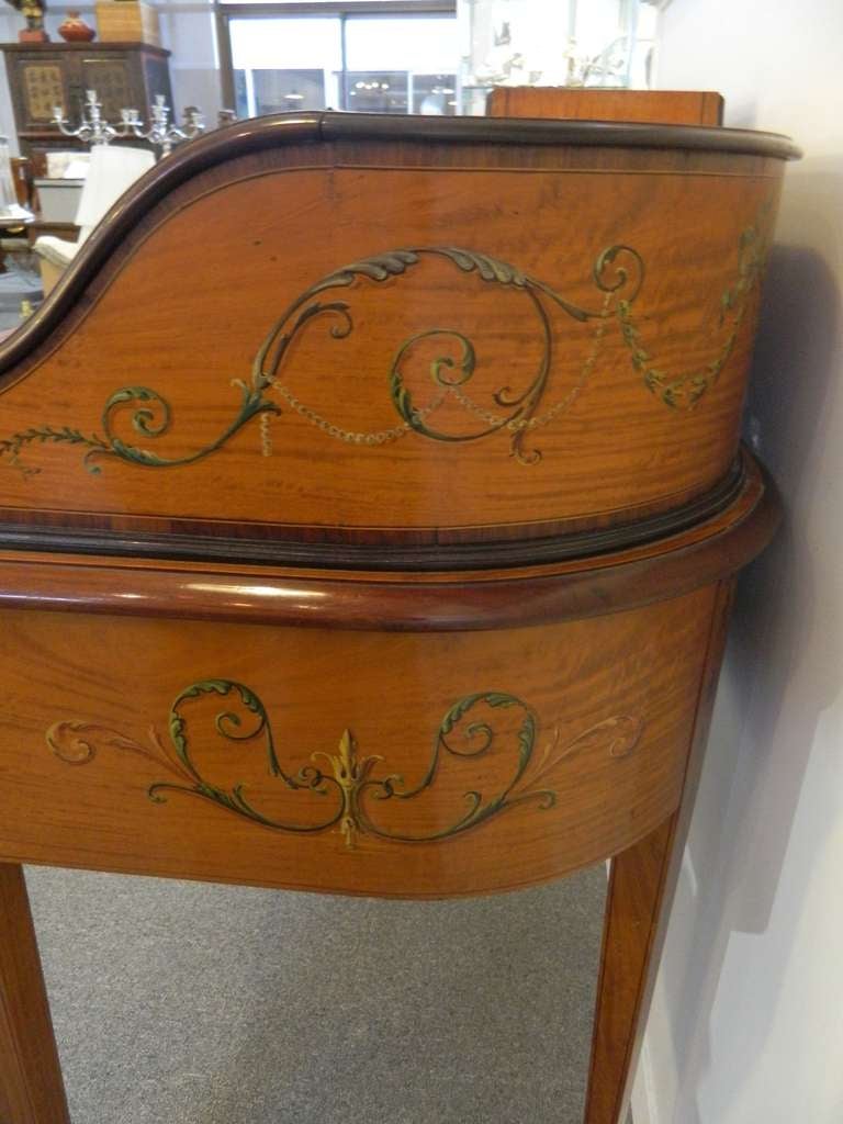 Satinwood Painted Sheraton Revival Carlton House Desk