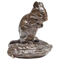 Mouse and Oyster Bronze by Fremiet