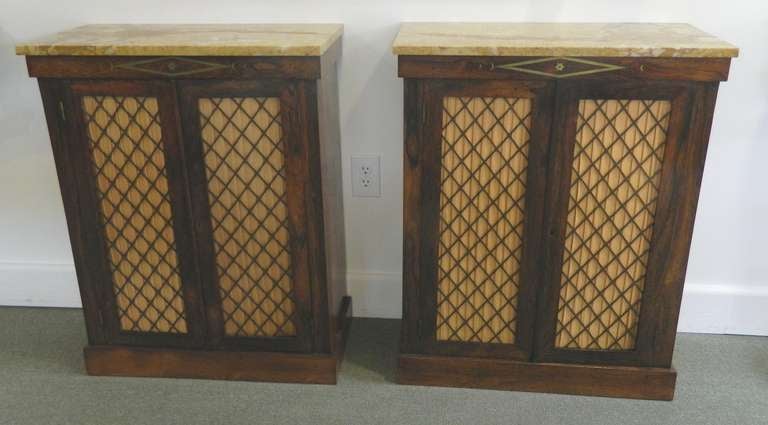 Brass Pair William IV Side Cabinets Great Small Size For Sale
