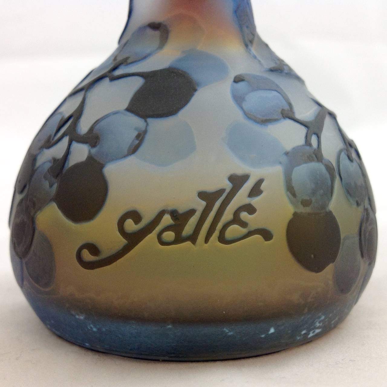 Gallé Miniature Berries Cameo Glass Vase In Excellent Condition In Houston, TX