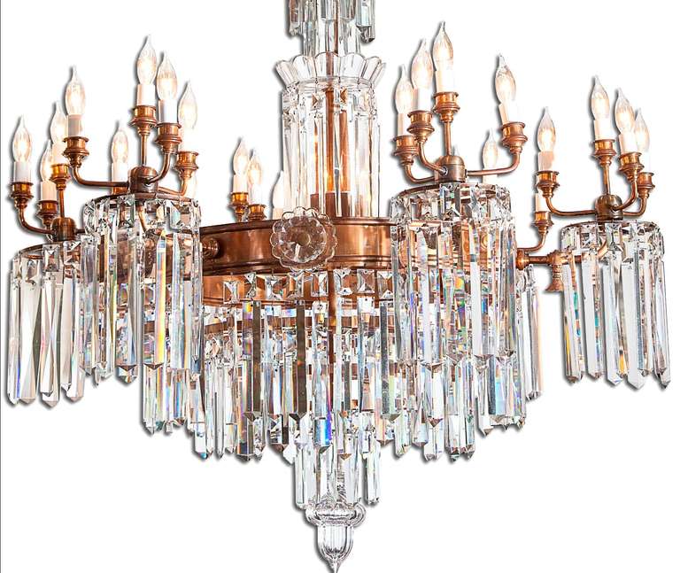 American Pair Waterfall Chandeliers 19th c. For Sale