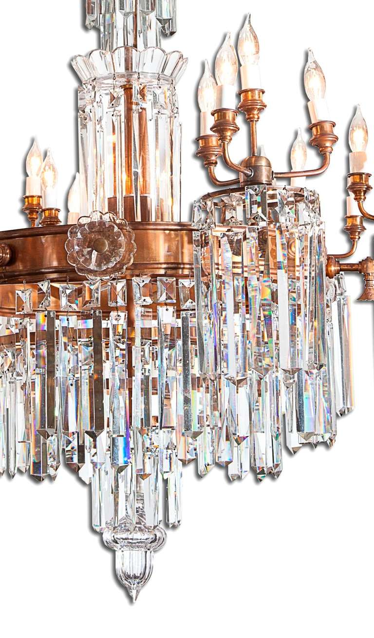 Pair Waterfall Chandeliers 19th c. In Good Condition For Sale In Houston, TX