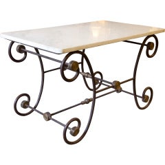 French Pastry Table White Marble Top
