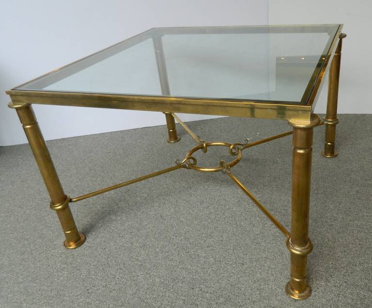 Large French Brass Square Coffee Table