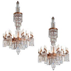 Antique Pair Waterfall Chandeliers 19th c.