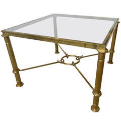 Large French Brass Square Coffee Table