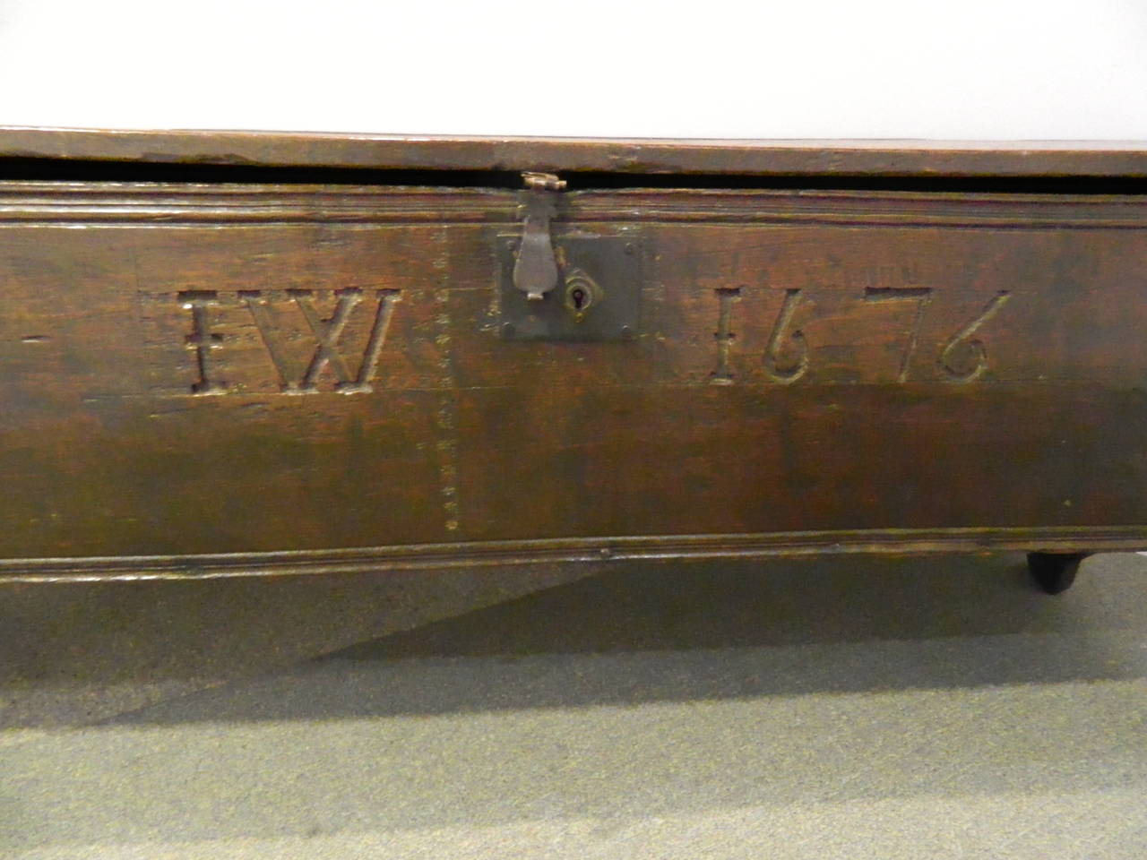 British Colonial Six Board Coffer Dated 1676