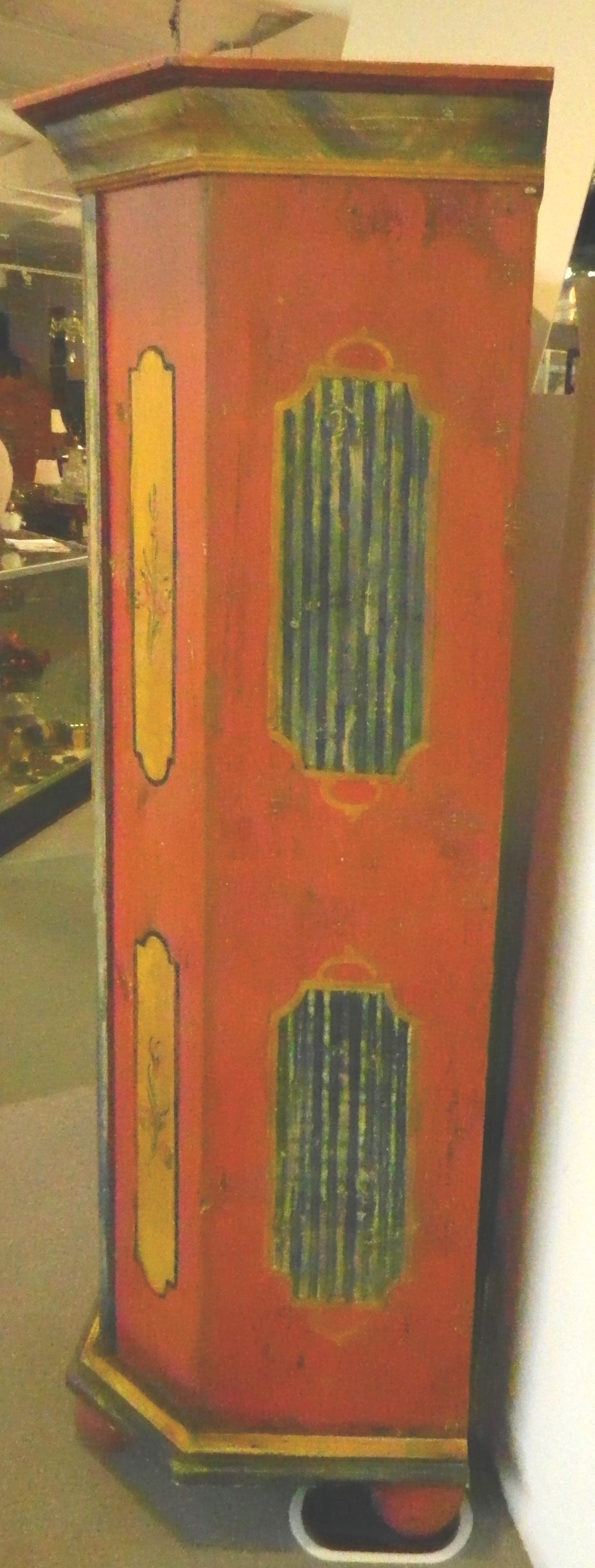 18th Century Peach Color Painted Wardrobe 18thc