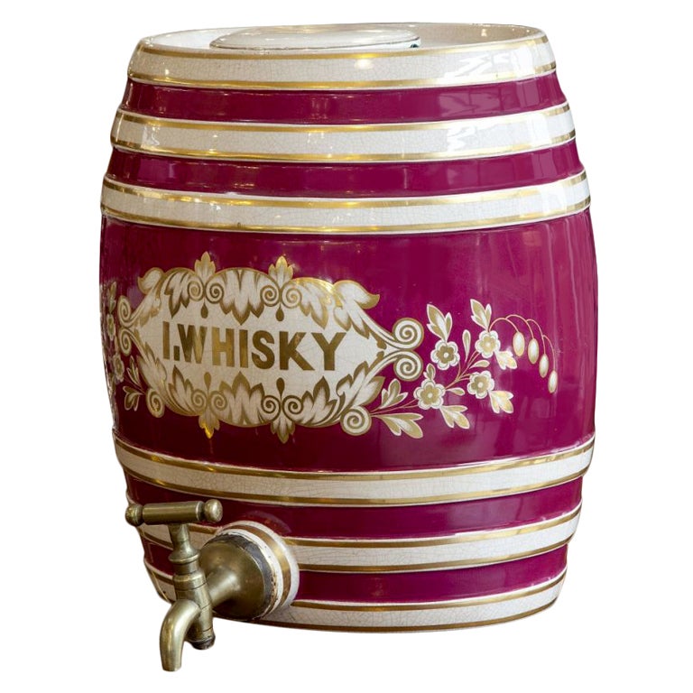 English Ceramic Irish Whisky Barrel For Sale