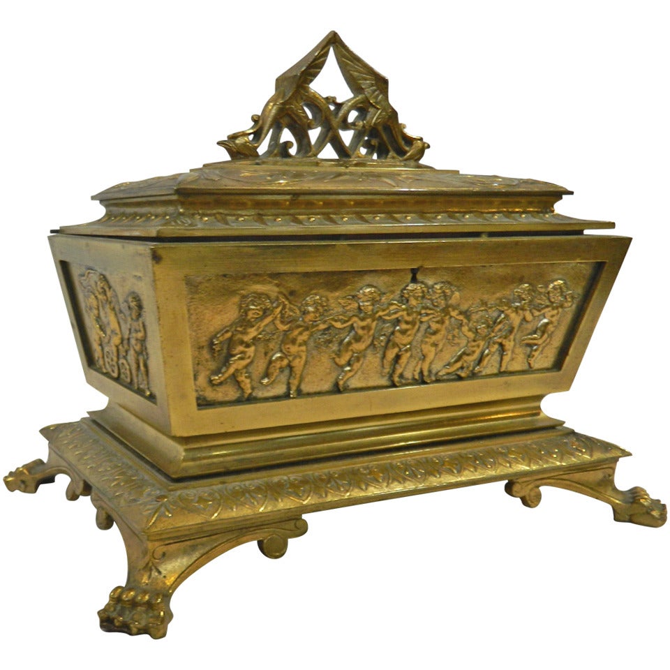 Bronze Jewelry Casket, Neoclassical Revival For Sale