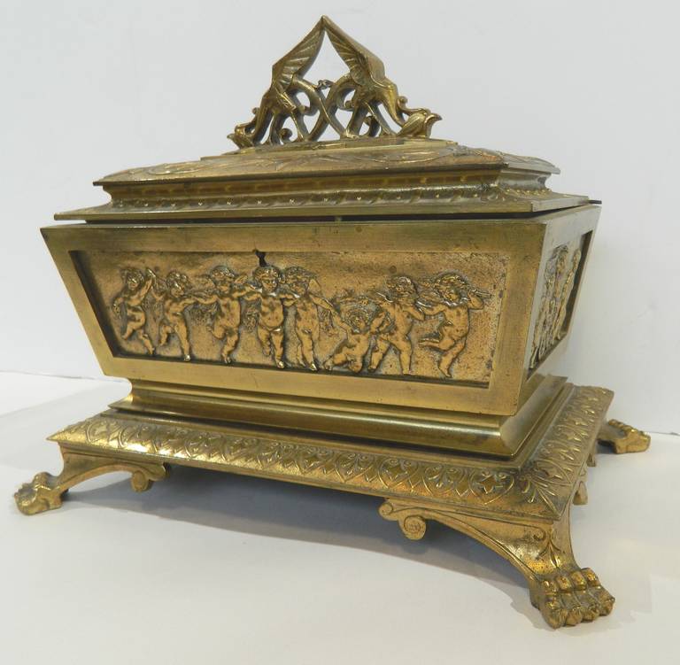 Bronze Jewelry Casket, Neoclassical Revival In Good Condition For Sale In Houston, TX