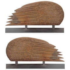 Pair Iron Architectural Wing Fragments