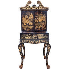 Chinese Lacquer Chinoisere Desk Antique