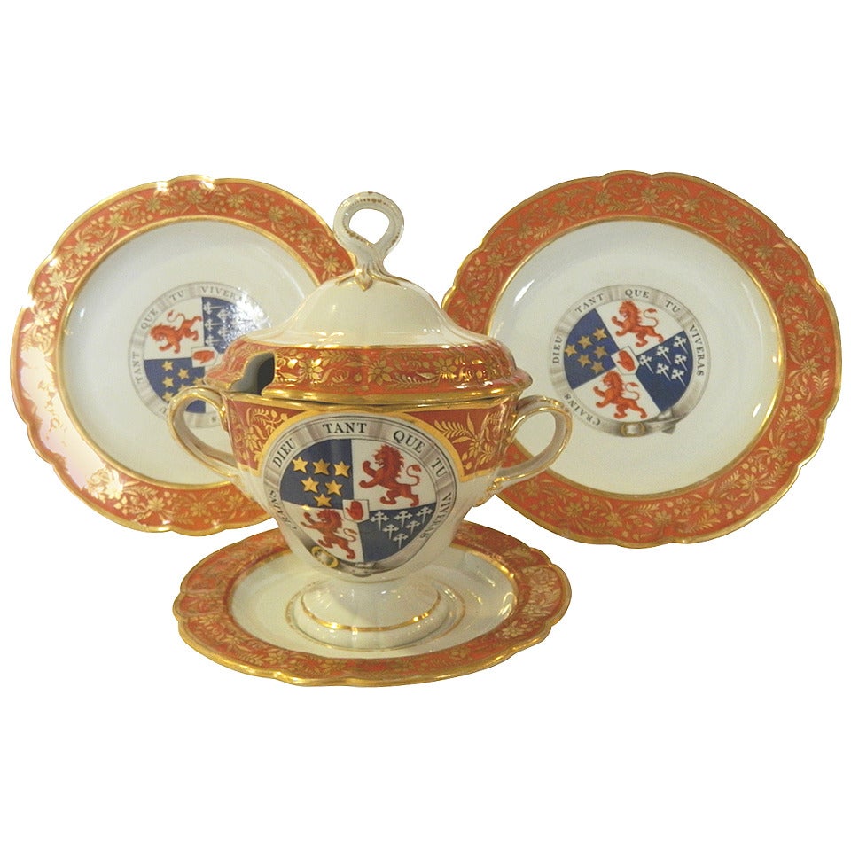 Group of Flight and Barr Worcester Armorial Porcelain For Sale