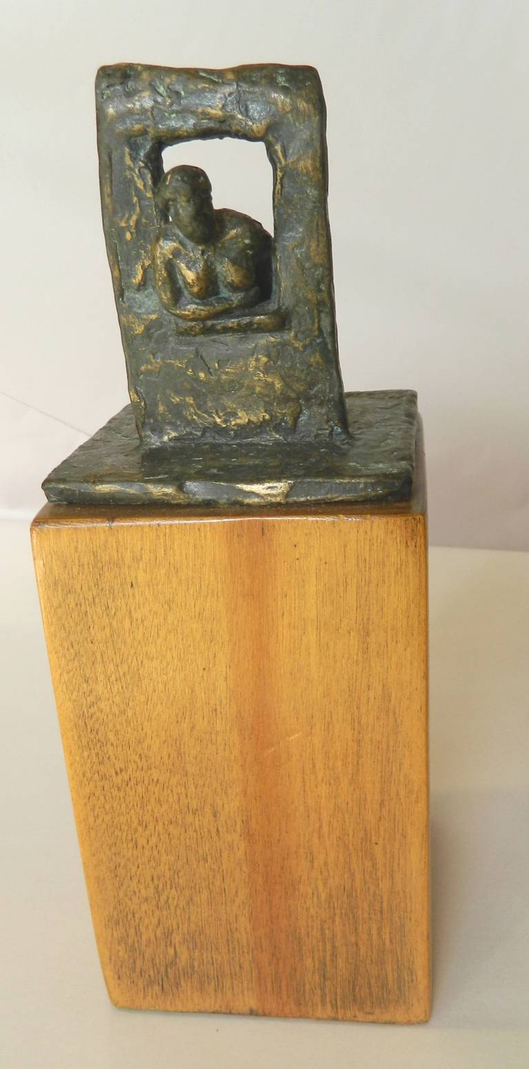 Nude Woman in Window Bronze by Marie P. Lesher In Excellent Condition In Houston, TX