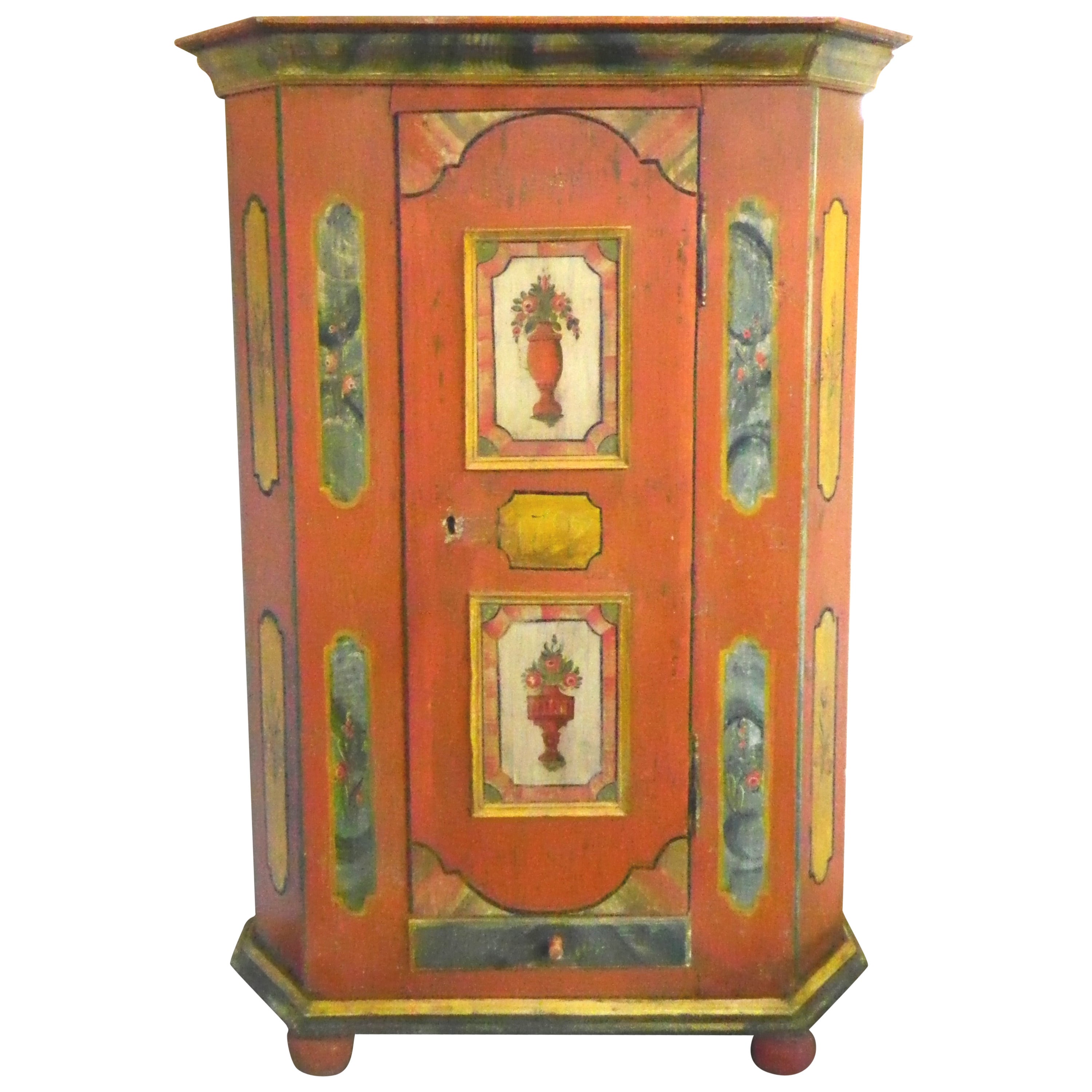 Peach Color Painted Wardrobe 18thc