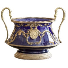 Cobalt Cherub Oval Jardiniere