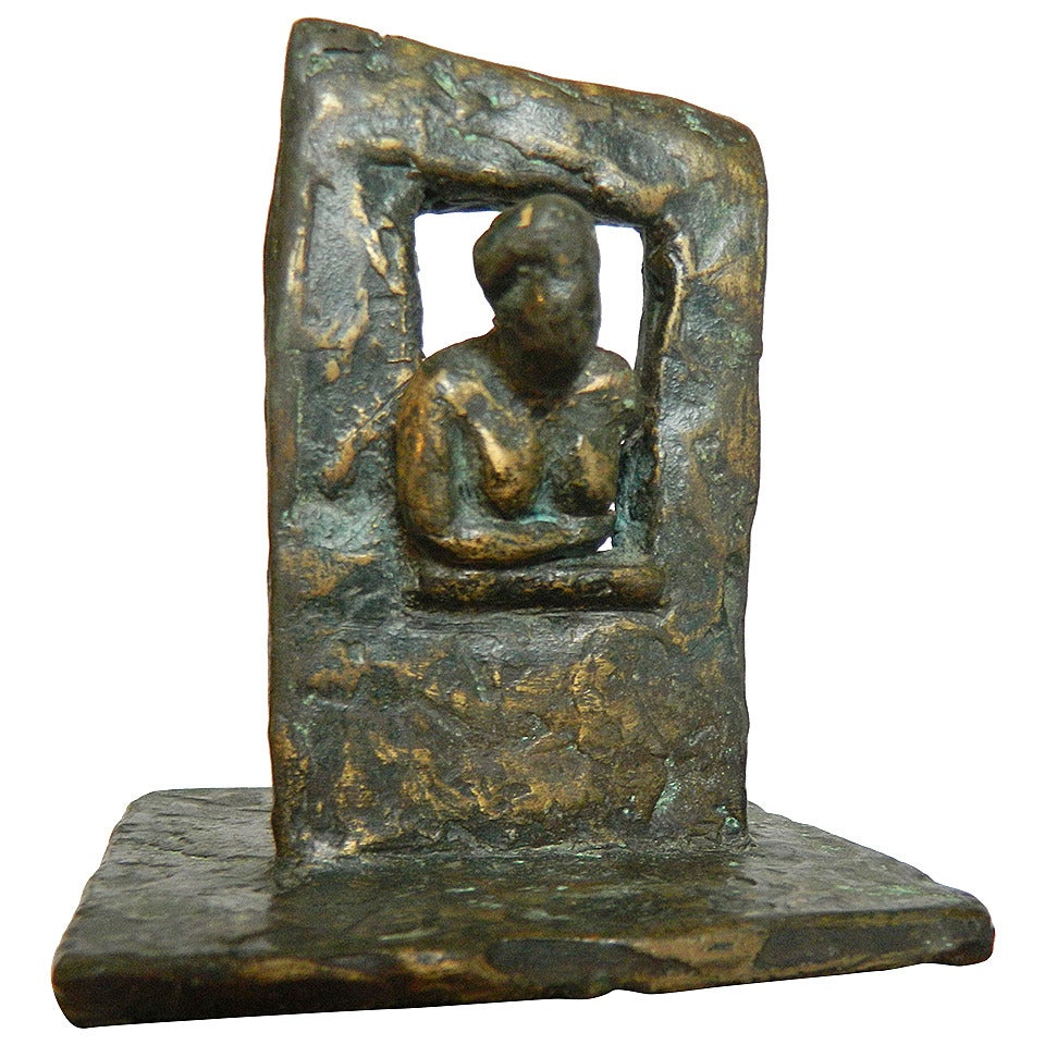 Nude Woman in Window Bronze by Marie P. Lesher