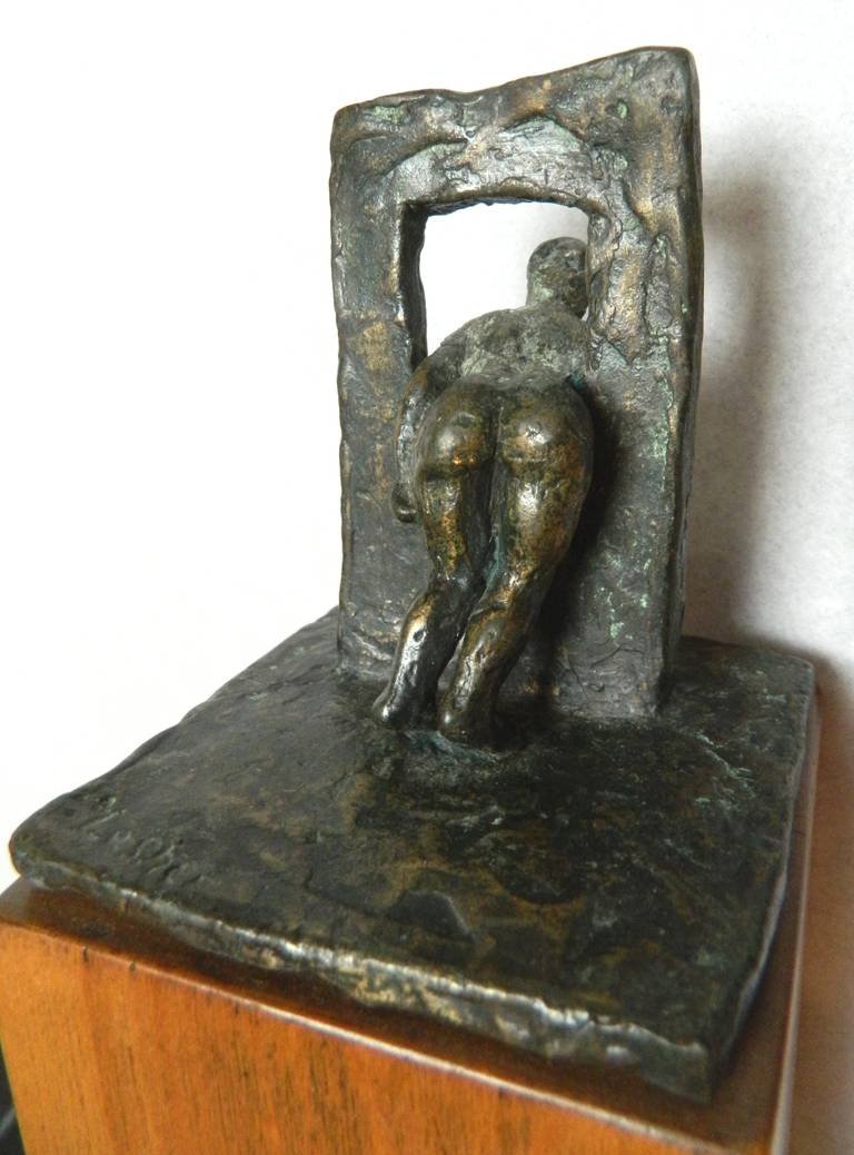 American Nude Woman in Window Bronze by Marie P. Lesher