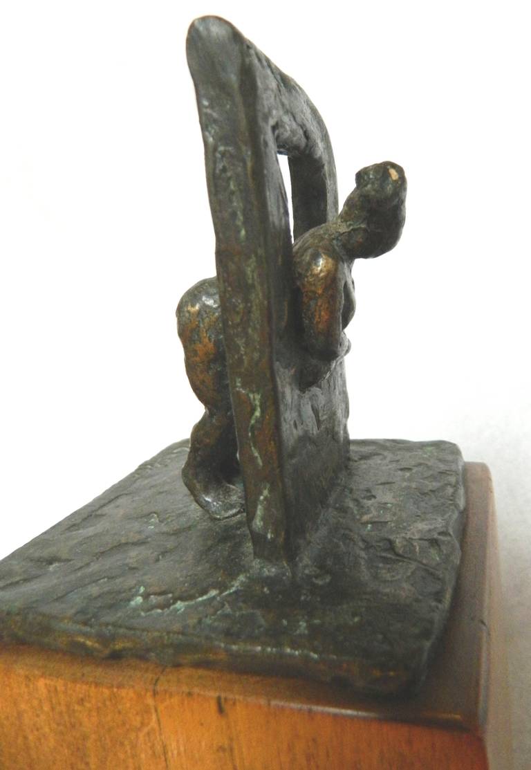 Modern Nude Woman in Window Bronze by Marie P. Lesher