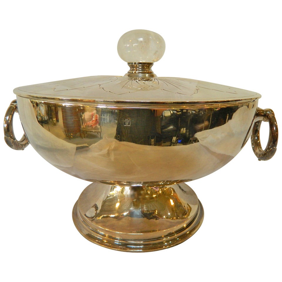 Covered Sterling Compote with a Rock Crystal Finial