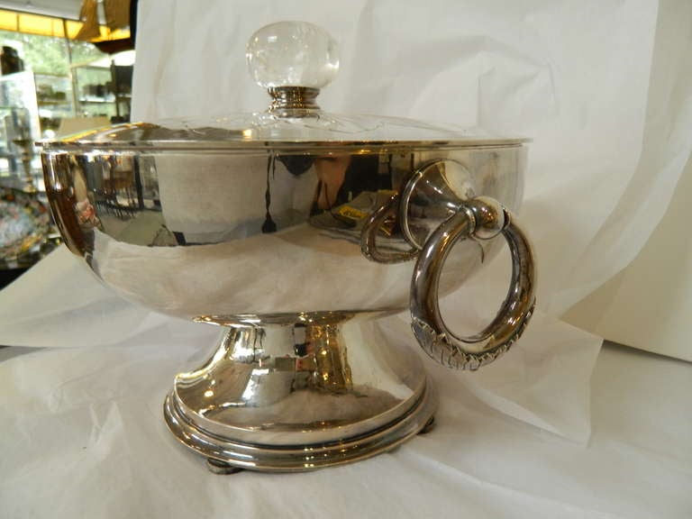 Art Deco Covered Sterling Compote with a Rock Crystal Finial
