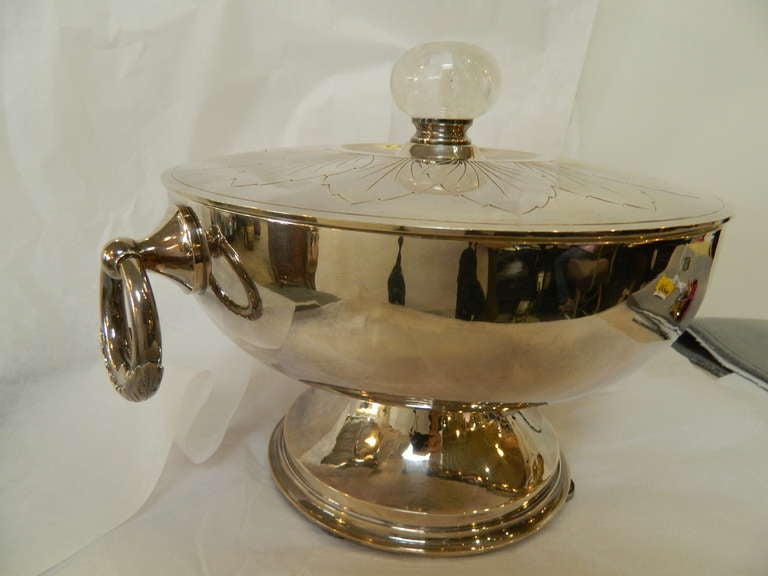 German Covered Sterling Compote with a Rock Crystal Finial