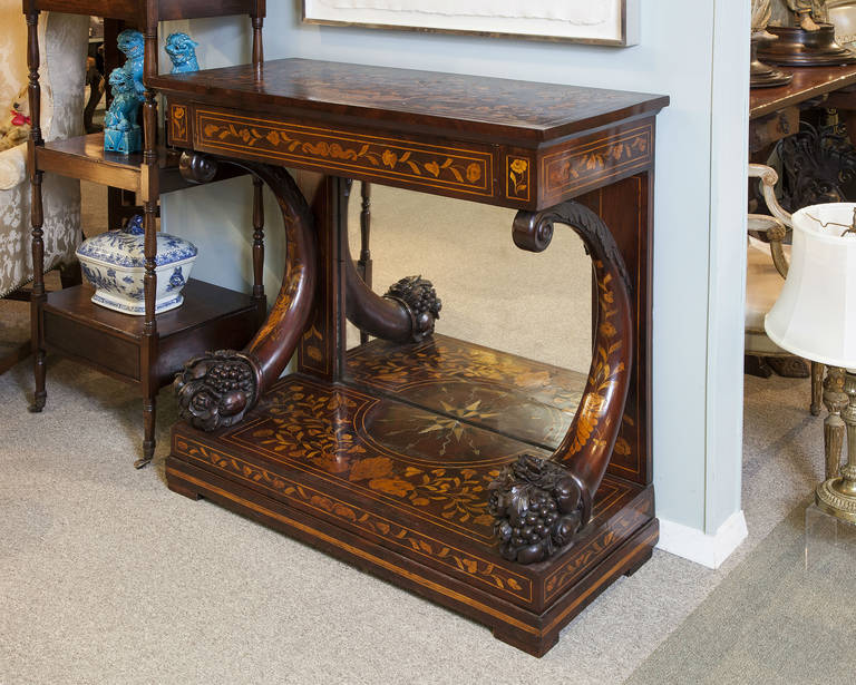 Dutch Floral Marquetry Inlaid Pier Table