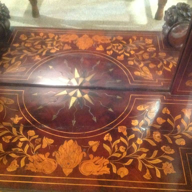 Mahogany Dutch Floral Marquetry Inlaid Pier Table