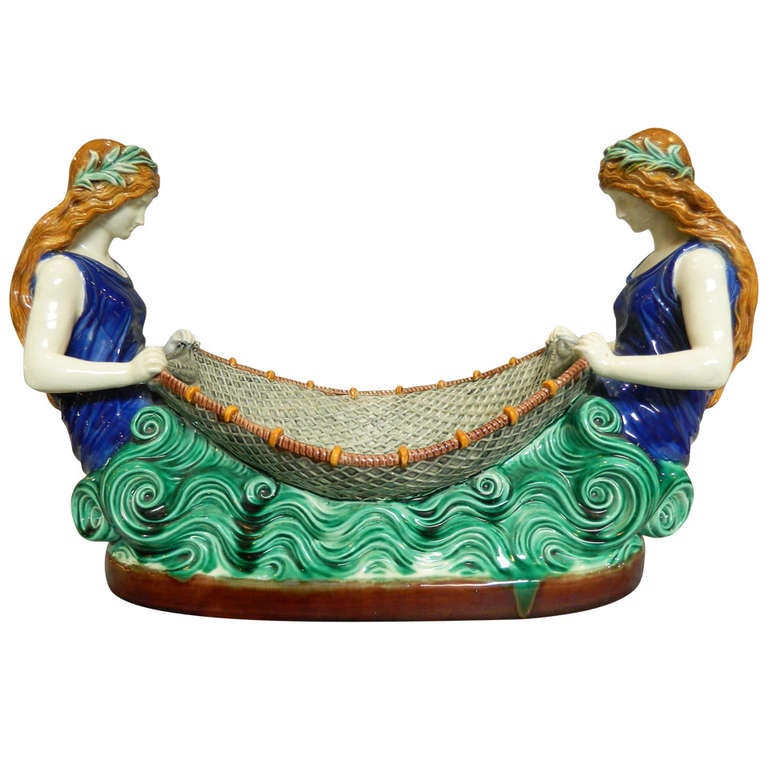 Low Naiad Centre Wedgwood Majolica at 1stdibs