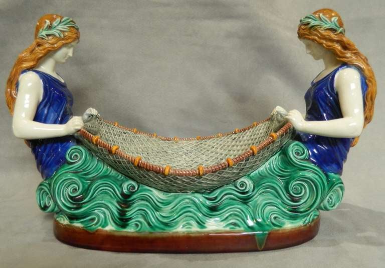 Low Naiad Centre Wedgwood Majolica at 1stdibs