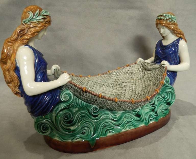 Low Naiad Centre Wedgwood Majolica at 1stdibs