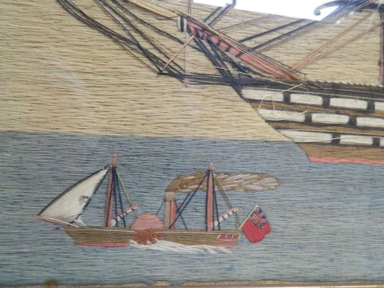 British Sailor's Woolwork Ship Picture For Sale