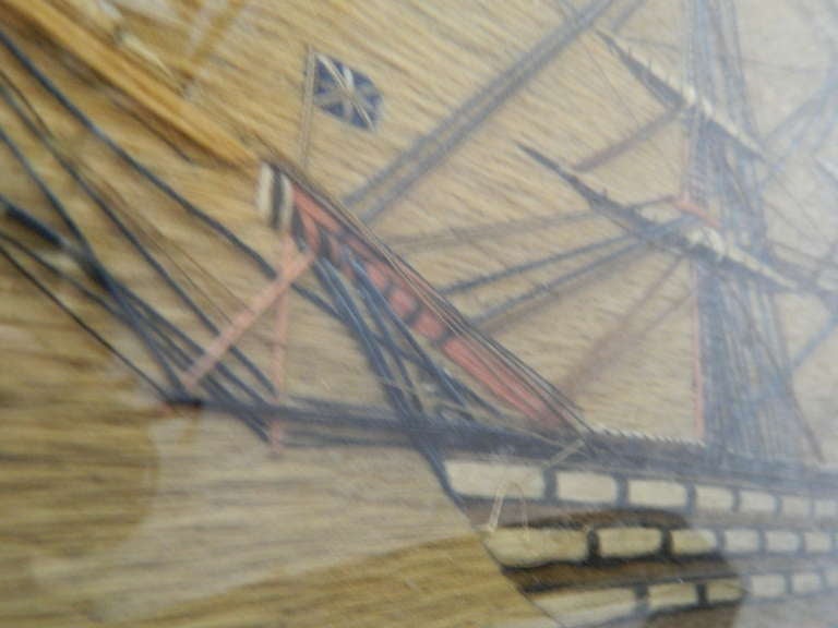 19th Century Sailor's Woolwork Ship Picture For Sale