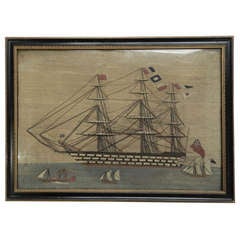 Sailor's Woolwork Ship Picture
