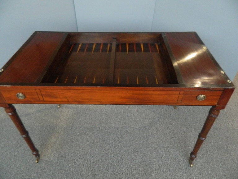 French Mahogany Game Table Writing Desk 19th c For Sale