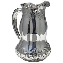 Antique Shiebler Art Nouveau Sterling Water Pitcher