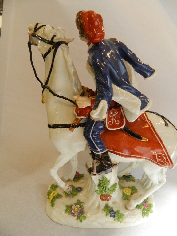 German Meissen Soldier on Horseback For Sale