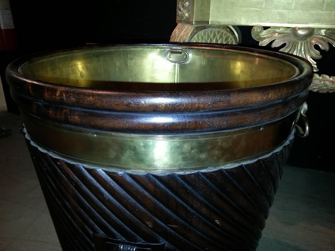 British Pair of Large Peat Buckets for Umbrellas, Plants or Logs For Sale