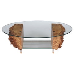 Burr Oak and Stainless Steel Table