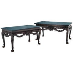 Pair of Large Carved Mahogany Irish Console Tables