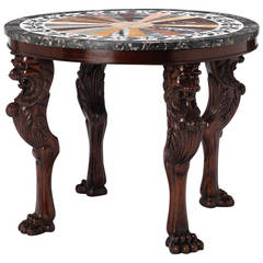 Specimen Marble-Topped Carved Mahogany Centre Table
