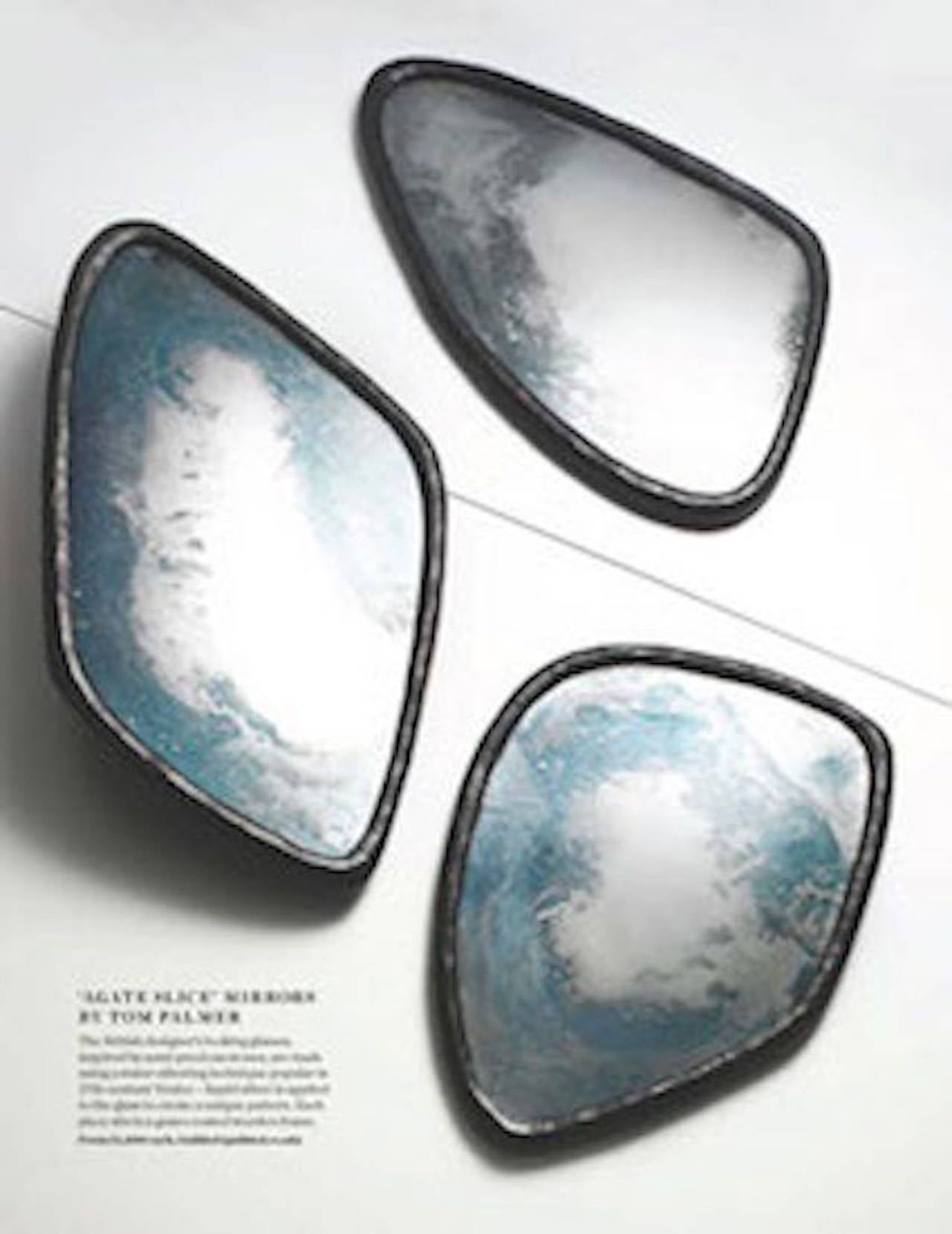 Contemporary Three Large Agate Slice Mirrors