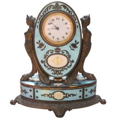 An Austrian Blue Enamel and Ormolu Boudoir Clock