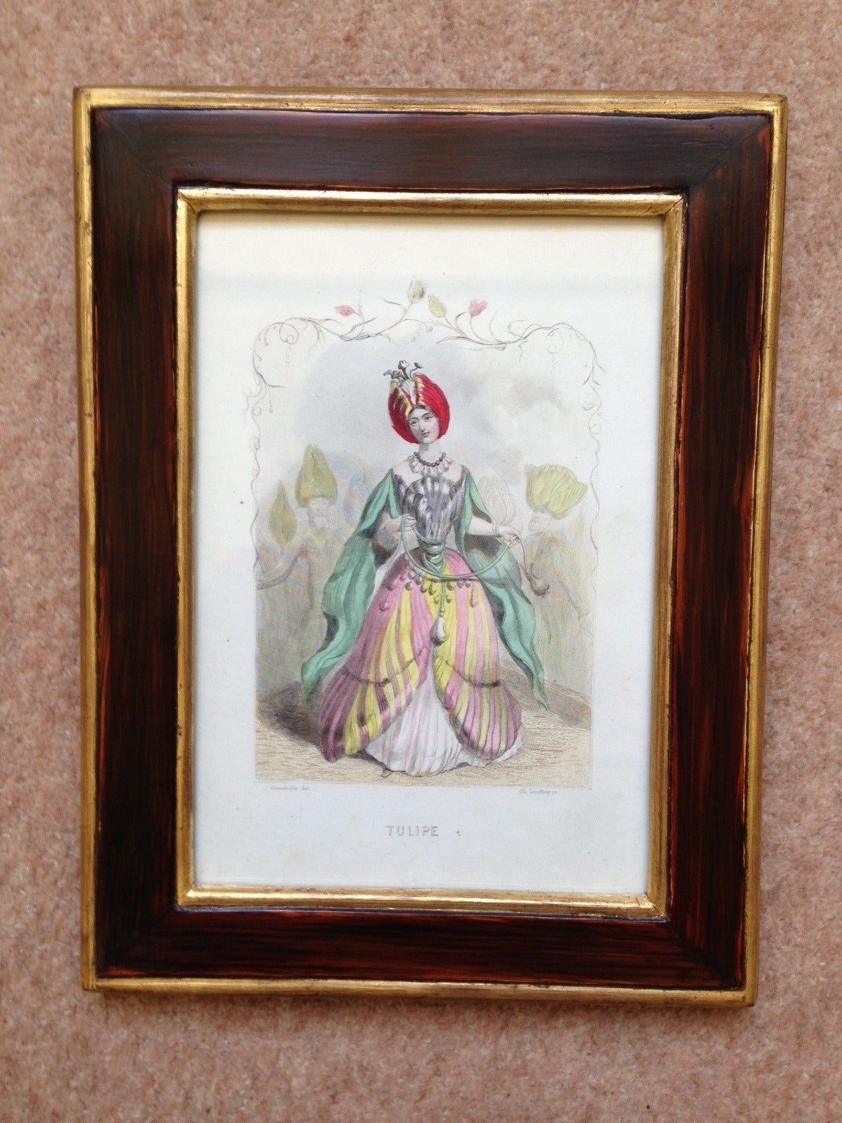 A Set of 19th Century Four Prints from Les Fleurs Animees For Sale