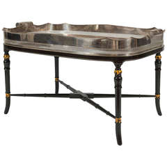 Regency Style Silver-Plated Tray Table on Stand