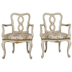Pair of Elegant Cream-Painted Armchairs